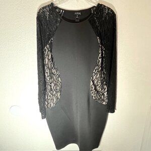 Enfocus Studio Black with Lace Overlay Sheath Dress-Size 12